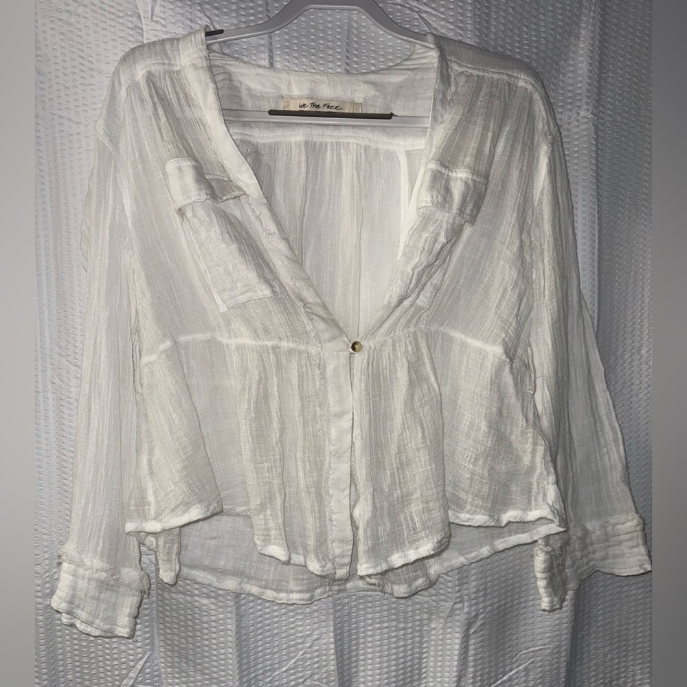 FREE PEOPLE SAFARI SHEER WRAP TOP SIZE XS